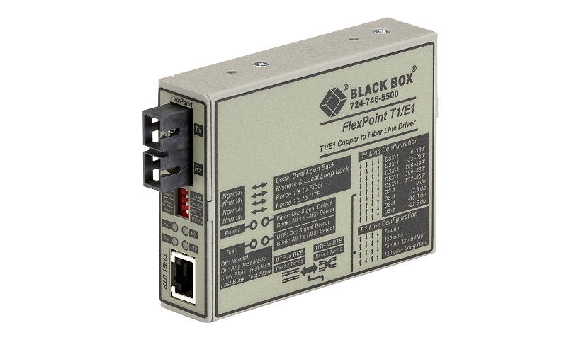 Black Box FlexPoint T1/E1 to Multimode Fiber Converter, SC, MT663A-SSC