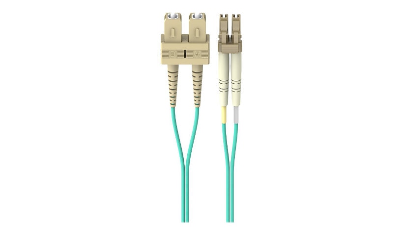 Belkin 3m (10ft) LC to SC 10Gb OM3 Multimode Duplex Fiber Patch Cable, 50/125, Aqua, F2F402L7-03M-G