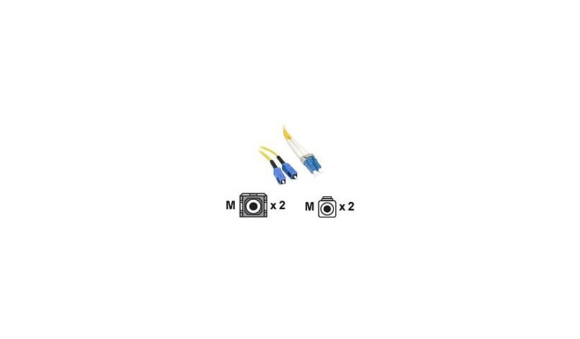 C2G 8m (26ft) LC to SC OS2 Single Mode Duplex Fiber Patch Cable, 9/125, Yellow, 08356
