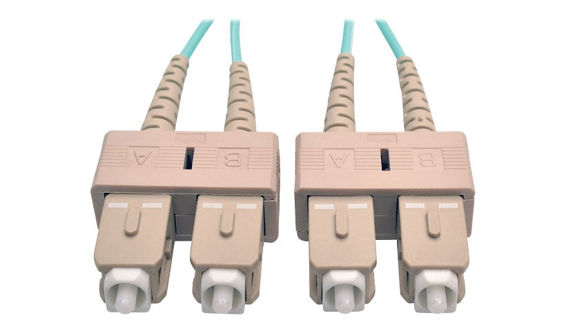 Tripp Lite (Eaton) N806-01M 1m (3.3ft) SC to SC 10Gb OM3 Multimode Duplex Fiber Patch Cable, 50/125, LSZH, Aqua