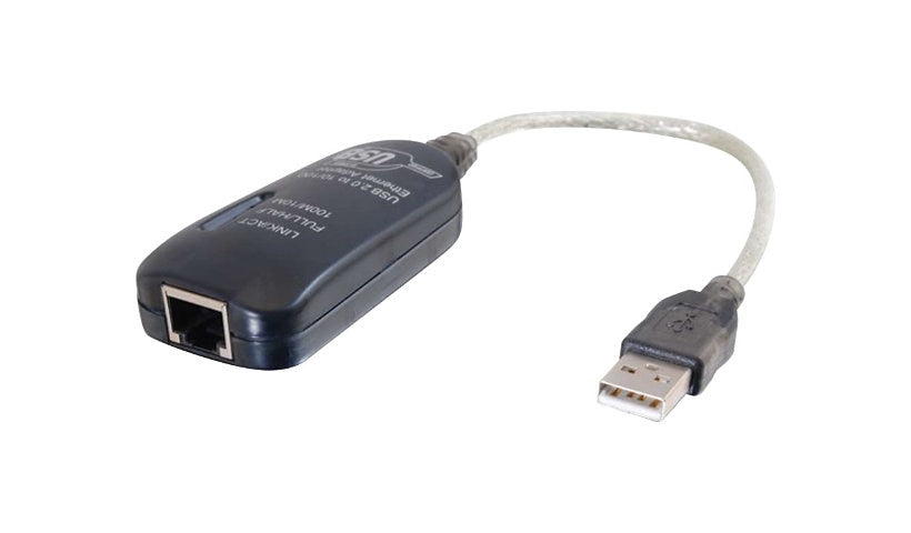 C2G 39998 USB 2.0 to 10/100 Ethernet Adapter, 7.5 in Cable, RJ-45