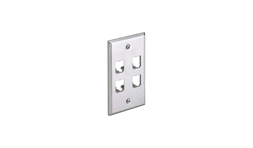Panduit CFP4SY Mini-Com 4-Port Stainless Steel Faceplate 1-Gang