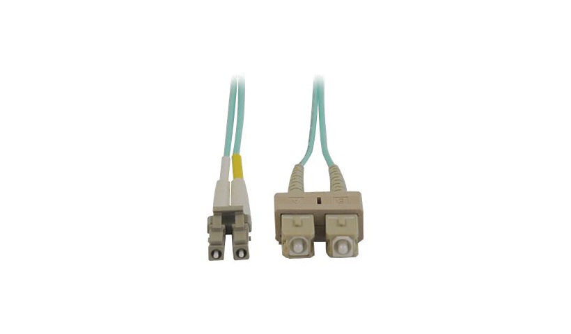 Tripp Lite (Eaton) N816-02M 2m (6.6ft) LC to SC 10Gb OM3 Multimode Duplex Fiber Patch Cable, 50/125, LSZH, Aqua