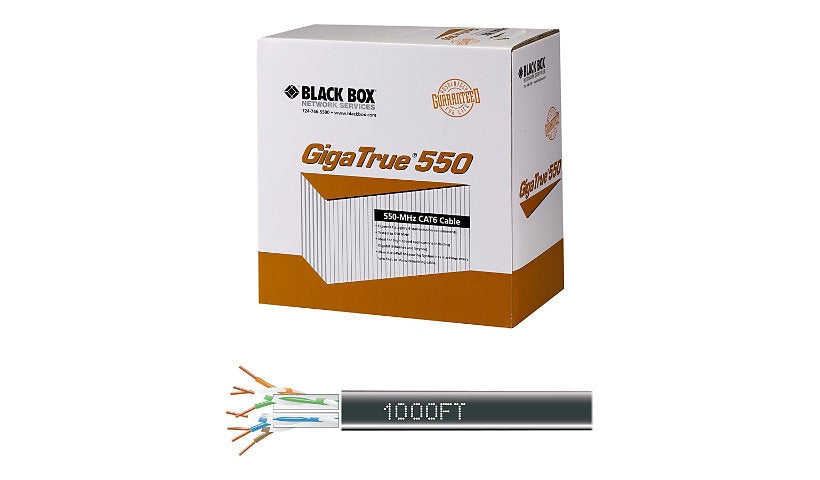 Black Box EYN880A-PB-1000 GigaTrue 550 Cat6 Solid Bulk Cable 1000 ft UTP