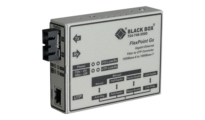 Black Box FlexPoint Modular Gigabit Media Converter, RJ-45 to LC Single Mode, 10km, LMC1009A-R3