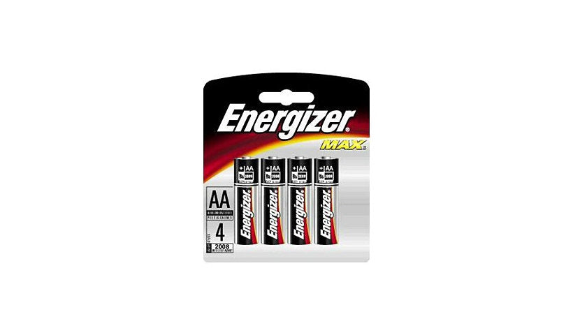 Energizer Max AA Alkaline Batteries, 4-Pack, E91BP-4