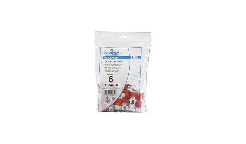Leviton 61110-BV6 eXtreme 6+ QuickPort Cat6 Connector 25 Pack RJ45 110-Style