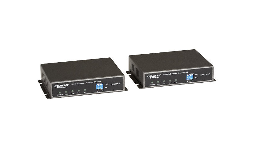 Black Box LBPS01A-KIT VDSL Ethernet Extender Kit with PoE, Up to 4,000 ft