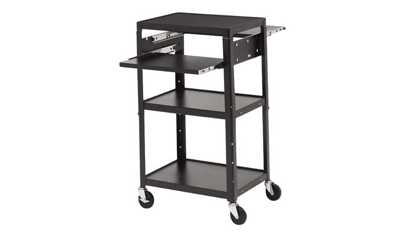 Bretford Basics Adjustable Multimedia Cart, Dual Pull-Out Shelves, A2642DNSE