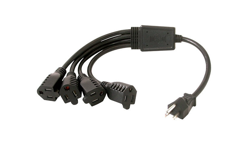 C2G 29806 NEMA 5-15P to 4x NEMA 5-15R 1-to-4 Power Cord Splitter 3 ft 18 AWG