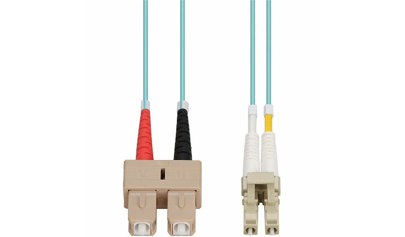 Proline PRO-SC-LC-3M5OM4 3m (9.8ft) SC to LC OM4 Multimode Duplex Fiber Patch Cable, 50/125, OFNR Riser, Aqua