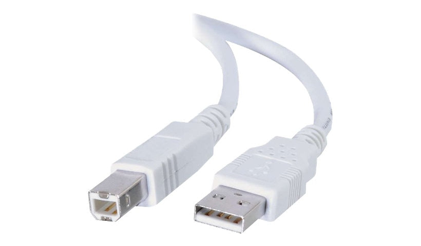 C2G USB 2.0 A to B Cable, Shielded Twisted Pair, M/M, White, 1 m (3.3 ft)