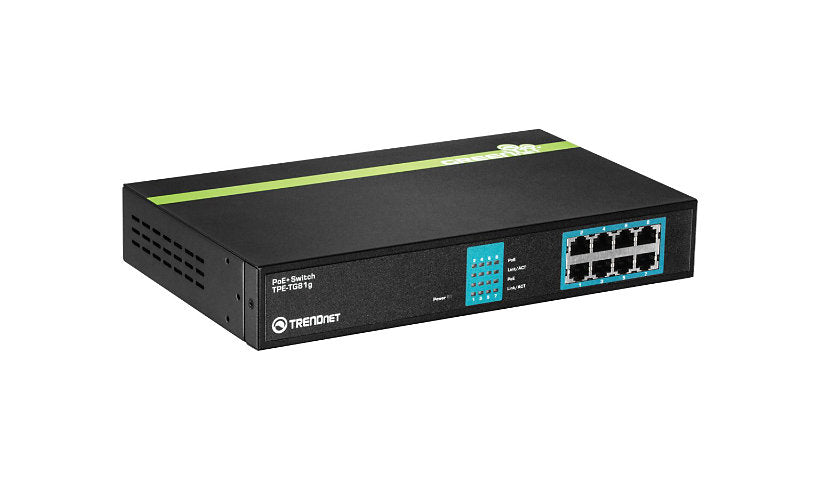 TRENDnet TPE-TG81G 8-Port Gigabit GREENnet PoE+ Unmanaged Switch, Rack