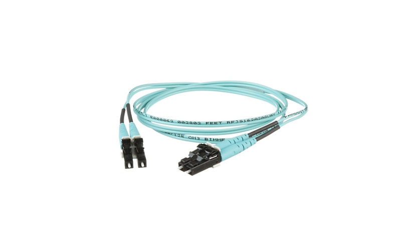 Panduit Opti-Core FX2ERLNLNSNM001 1m (3.3ft) LC to LC OM3 Multimode Duplex Fiber Patch Cord, 50/125, OFNR Riser, Aqua