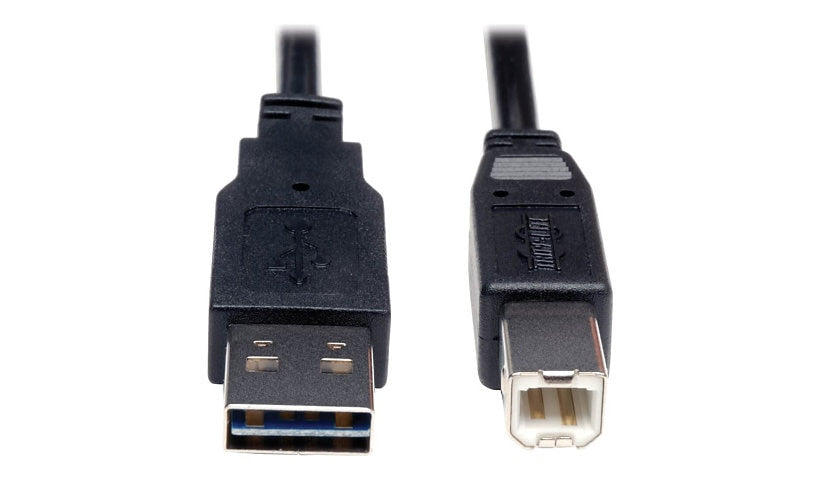Tripp Lite Reversible USB-A to USB-B Cable, USB 2.0, Male/Male, Black, 6 ft