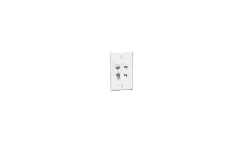 Leviton 41080-4IP QuickPort 4-Port Single-Gang Wall Plate Ivory 1 Year