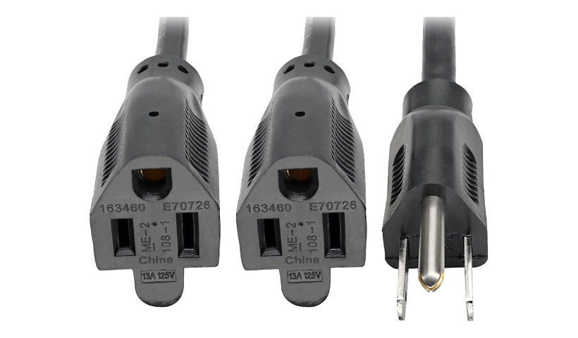 Tripp Lite P024-18N-13A-2R 5-15P to 2x 5-15R Y Splitter 18 in Lifetime Warranty