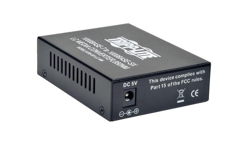 Eaton Tripp Lite Gigabit 10/100/1000 RJ45 to LC Multimode Fiber Media Converter, 550m, Black, N785-001-LC-MM