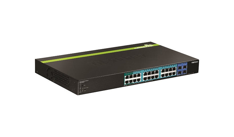 TRENDnet TPE-2840WS Web Smart PoE+ Switch, 24 PoE+ + 4 Shared, 185W, 1U