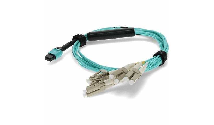 Proline PRO-MPO-4LC3M5OM4 3m (9.8ft) MPO/UPC to 4x Duplex LC/UPC OM4 Multimode 8 Fiber Fanout Cable, 50/125, OFNR Riser, Aqua