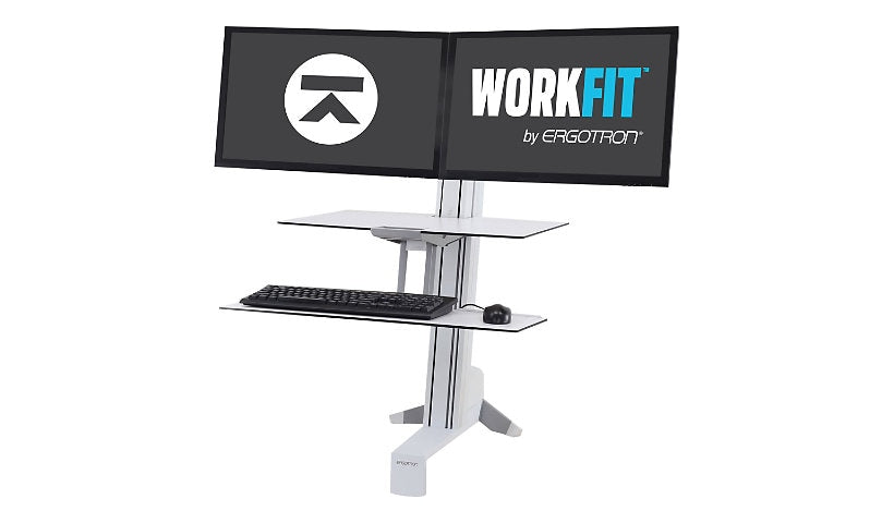 Ergotron WorkFit-S Dual Monitor Workstation, White, 33-349-211