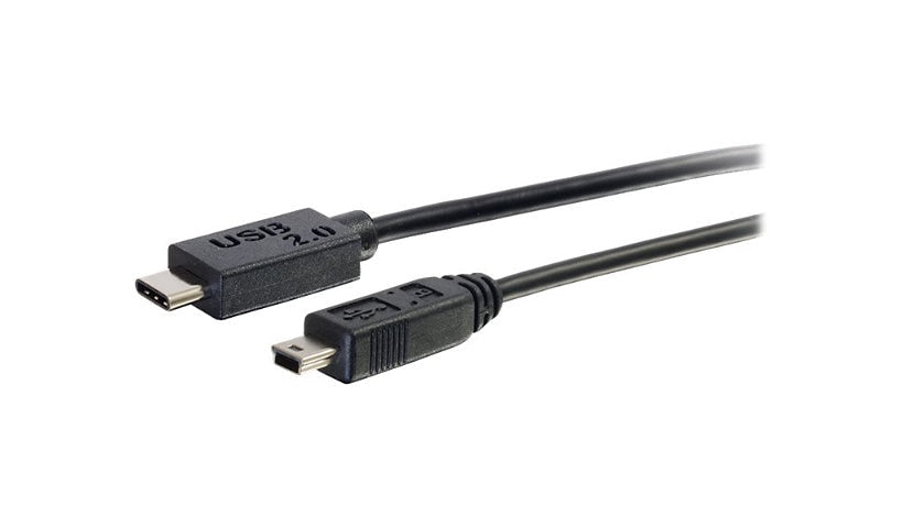 C2G USB-C to Mini-B Cable, USB 2.0, Male/Male, Black, 12 ft (3.66 m)