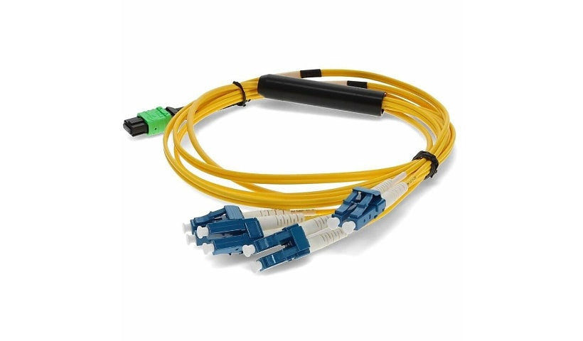 Proline PRO-MPO-4LC2M9SMF 2m (6.6ft) MPO/APC to 4x Duplex LC/UPC OS2 Single Mode 8 Fiber Fanout Cable, 9/125, OFNR Riser, Yellow