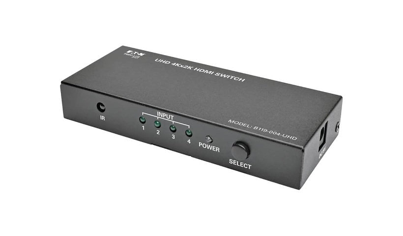 Tripp Lite B119-004-UHD 4-Port HDMI Switch with Remote 4K 60Hz HDR 4:4:4 3 Year