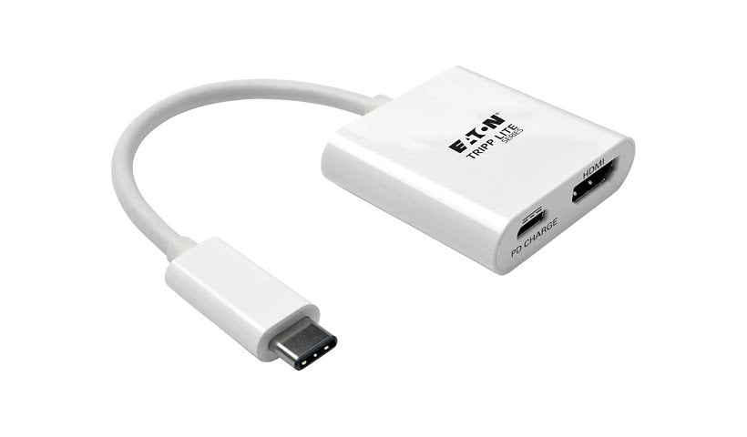 Tripp Lite USB-C to HDMI Adapter with 60W USB-C PD Charging Port, 4K, White