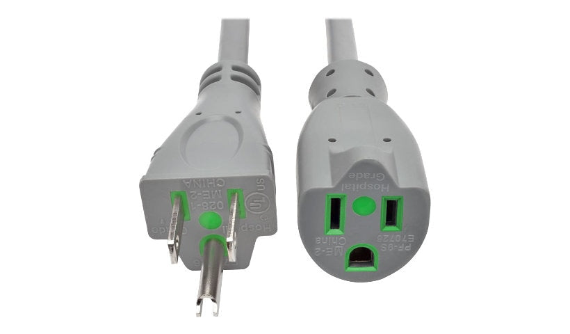 Tripp Lite P024-015-GY-HG NEMA 5-15P to NEMA 5-15R Hospital-Grade Extension Cord