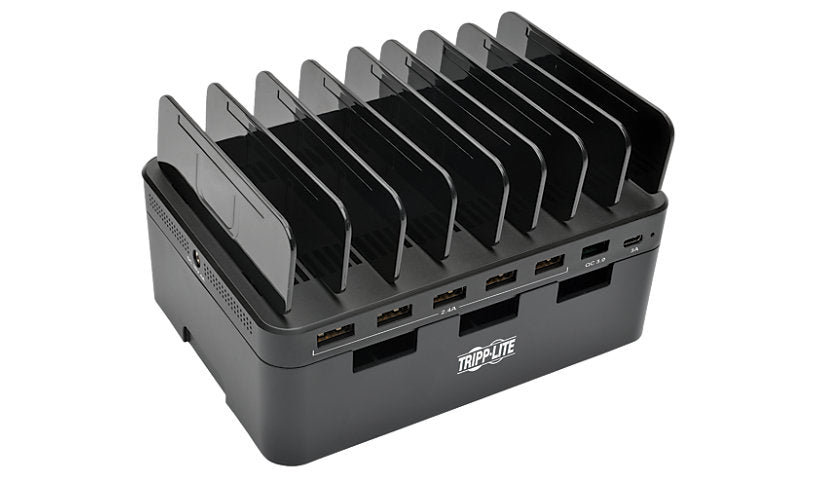 Tripp Lite 7-Port USB Charging Station, QC 3.0, USB-C, Device Storage, 60W