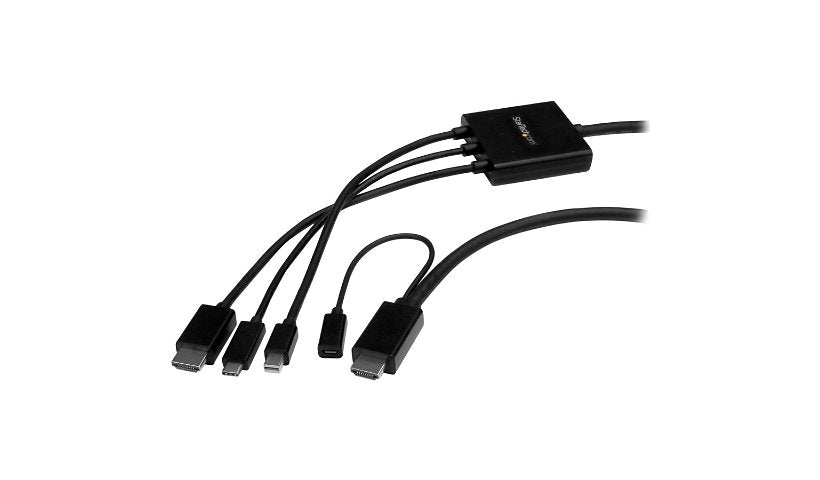 StarTech.com 3-in-1 USB-C, HDMI or Mini DP to HDMI Adapter Cable, 6 ft (2 m)