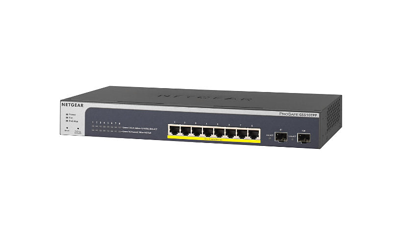 Netgear ProSAFE GS510TPP 8-Port Gigabit PoE+ Smart Switch, 2x SFP