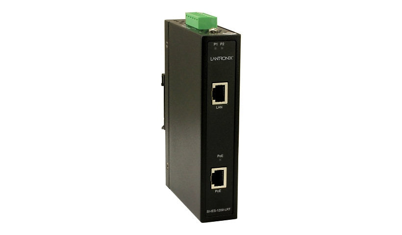 Lantronix SI-IES-1200-LRT Hardened PoE+ Injector, 30W, 24-48V DC, DIN