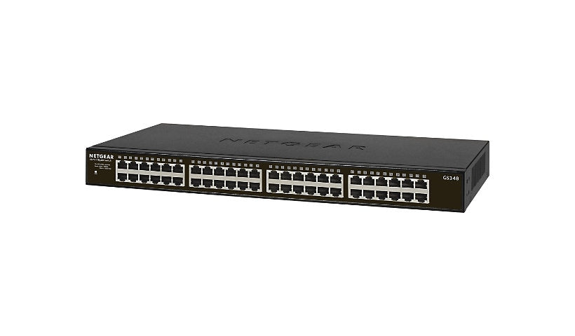 NETGEAR GS348 48-Port Gigabit Unmanaged Switch, Fanless, Desktop or Rack