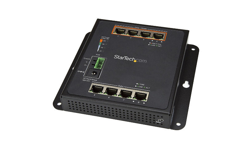 StarTech IES81GPOEW Industrial 8-Port Gigabit L2 Managed Switch, 4 PoE+