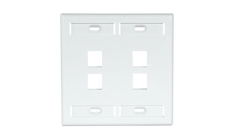 Leviton 42080-4WP QuickPort 4-Port Dual-Gang Wall Plate with ID Windows 1 Year