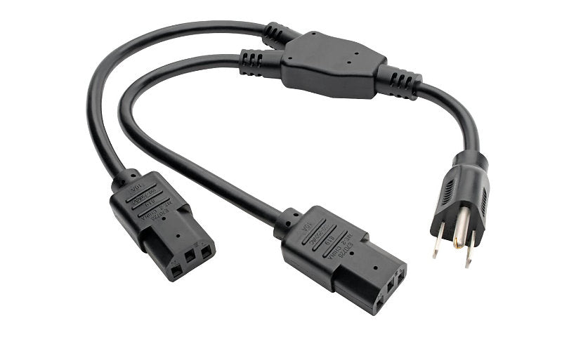Tripp Lite P006-18N-2 NEMA 5-15P to 2x C13 Y-Splitter Power Cord 1.5 ft 10A 125V