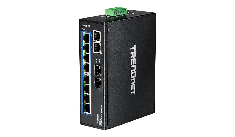 TRENDnet TI-G102 Hardened Industrial Gigabit Switch, 8 + 2 Combo SFP, IP30