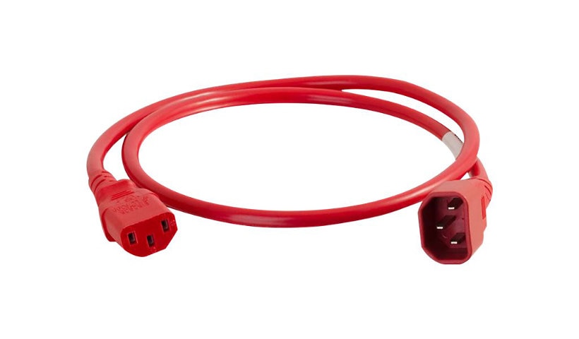 C2G 17553 C14 to C13 PDU Extension Power Cord 6 ft 15A 250V 14 AWG Red 3 Year