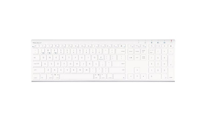 Macally ACEBTKEY Rechargeable Bluetooth Keyboard 3 Device Switch Ice White