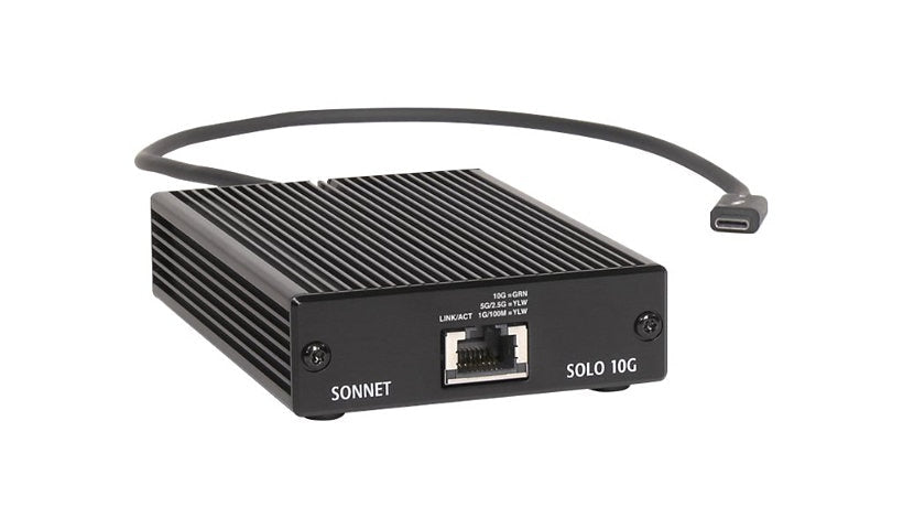 Sonnet Solo10G Thunderbolt 3 to 10GbE RJ-45 Adapter, Fanless, Bus Powered