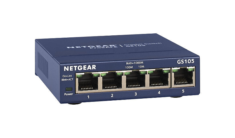 NETGEAR GS105NA ProSafe 5-Port Gigabit Unmanaged Switch, Wall Mount Kit