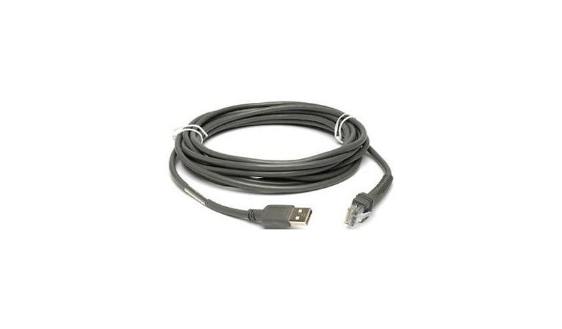 Zebra Shielded Straight USB Data Cable, USB-A, 15 ft
