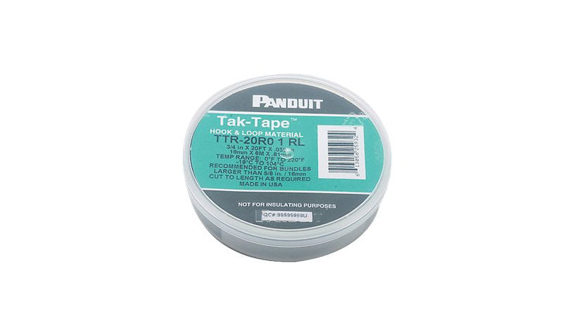 Panduit TTR-20R0 Tak-Tape Hook and Loop Roll 20 ft Standard Cross Section