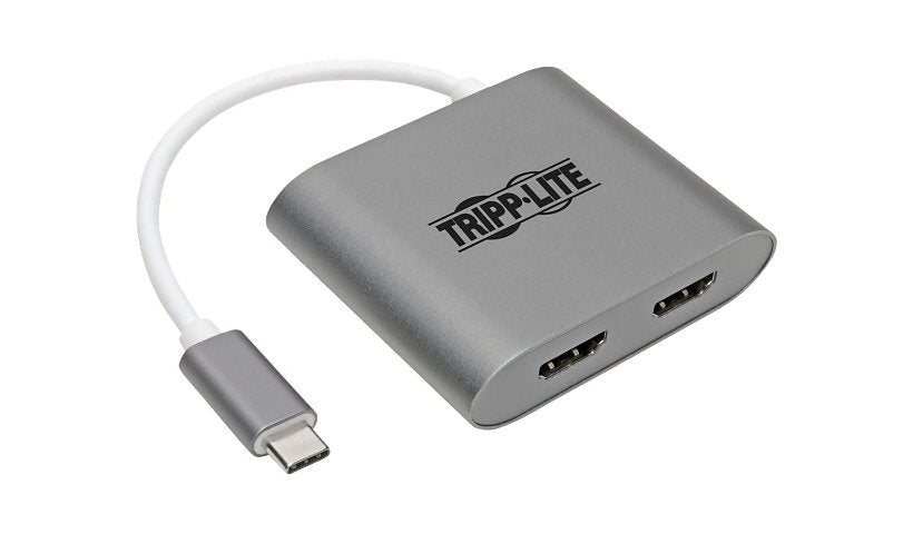Tripp Lite USB-C to Dual HDMI MST Adapter, 4K 30Hz, 7.1 Audio, HDCP, Gray