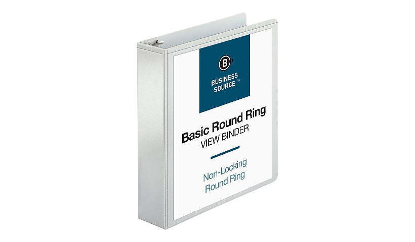 Business Source Basic Round-Ring View Binder, 475 Sheets, White, BSN09957