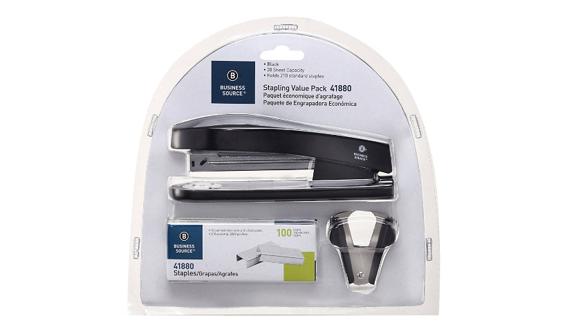 Business Source Stapling Kit, Stapler, Remover + Staples, Black, BSN41880