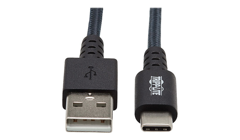 Tripp Lite Heavy-Duty USB-C to USB-A Cable, UHMWPE/Aramid, USB 2.0, Gray, 10 ft