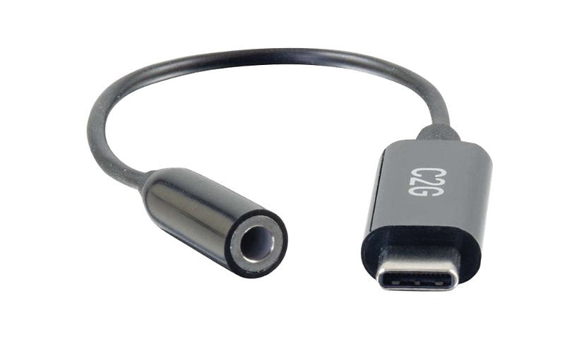 C2G USB-C Audio Adapter, 3.5mm Female Jack, Bus Powered, 6 in